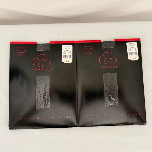 Gantos 2 Pair Control Top Sandalfoot Sheer Lycra Nylons Size Petite - Picture 2 of 4